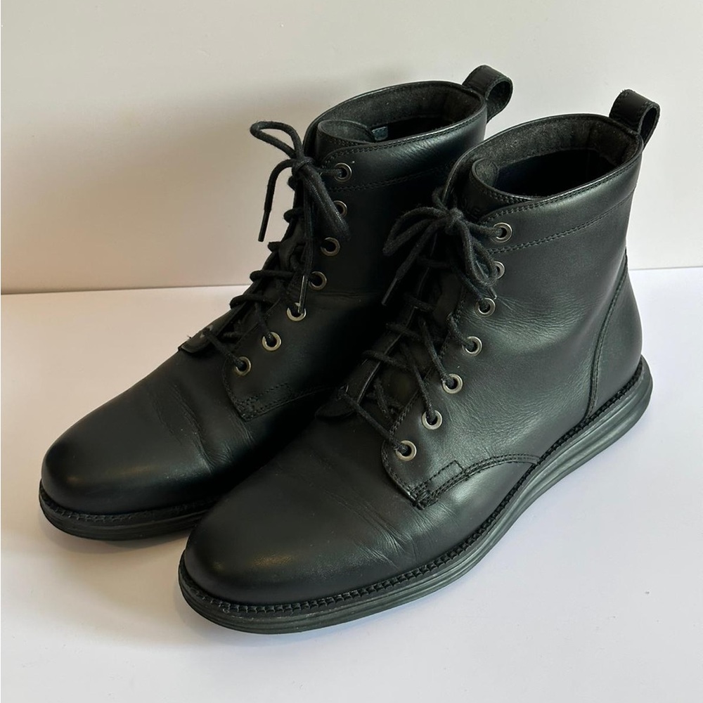 Cole Haan Black Leather Lace-Up Men's Boots